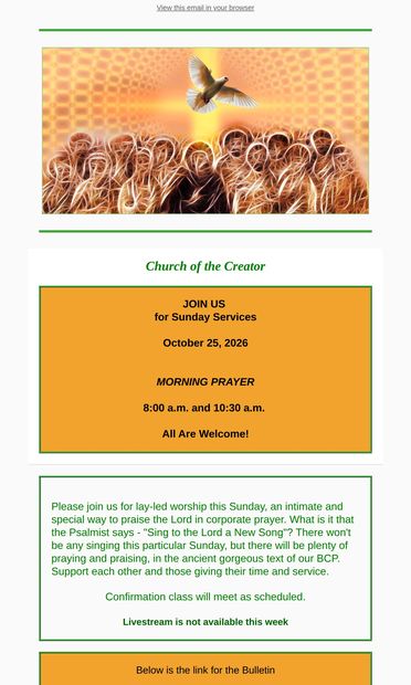 Sunday Services - email from Creator