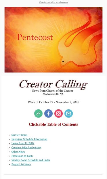 Creator Calling - email from Creator