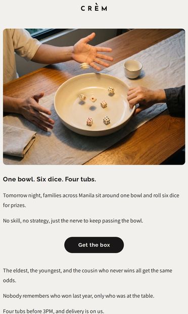 Who wins the bowl tomorrow? - email from Crèm Gelato