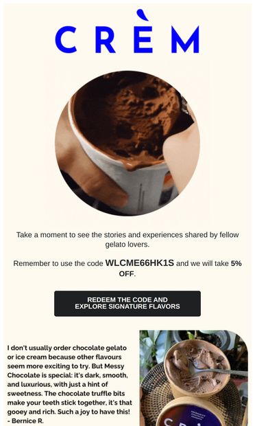 Others say, we are... - email from Crèm Gelato