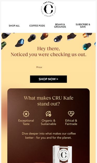 We noticed you were checking us out... great choice. - email from CRU Kafe