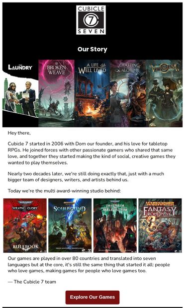 The story behind Cubicle 7 - email from Cubicle 7