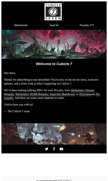 Welcome to Cubicle 7! - email from Cubicle 7
