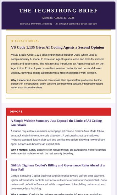 Today's Signal: VS Code adds AI code reviewer, Broadcom launches AI
 Factory, GitHub tightens Copilot billing - email from DevOps.com