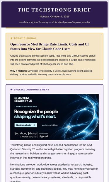 Today's Signal: Claude Code gets a status pane, AI coding shifts
roles, sovereignty demands choice - email from DevOps.com