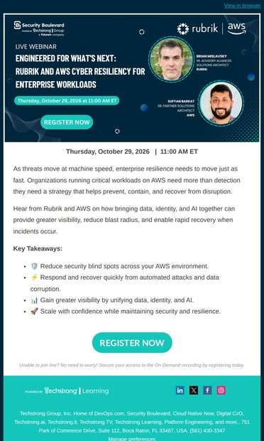 Ready for What’s Next: Resilience for AWS Workloads - email from DevOps.com