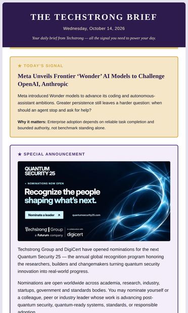 Today's Signal: Meta unveils Wonder, DevOps confronts preview risk,
Europe weighs AI control - email from DevOps.com