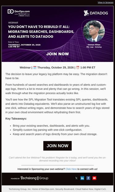 Ready to Leave Your Legacy Log Platform? Here's How to Migrate - email from DevOps.com