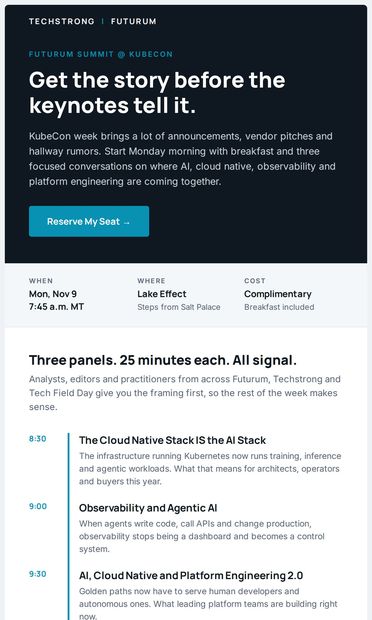 Futurum Summit @ KubeCon: Get the story before the keynotes tell it - email from DevOps.com