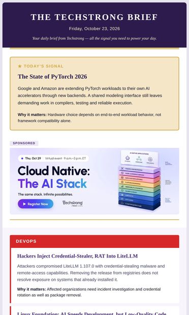 Today's Signal: PyTorch broadens chip support, LiteLLM is hit,
Walmart welcomes agents - email from DevOps.com