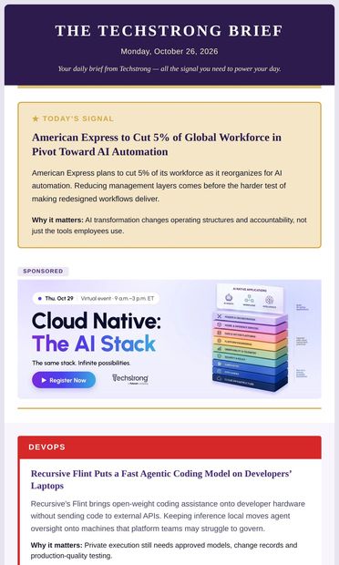 Today's Signal: Amex reshapes work, Flint goes local, Kimi targets
agents - email from DevOps.com