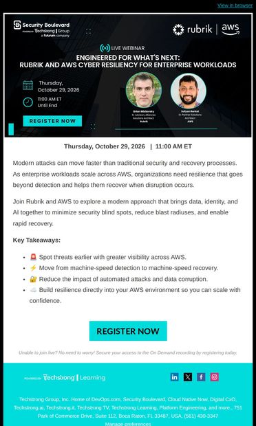 From Threat Detection to Rapid Recovery on AWS - email from DevOps.com