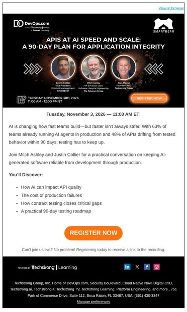 AI Development, Fewer Production Surprises - email from DevOps.com