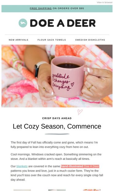 It’s Officially Keep-A-Blanket-Nearby Season - email from Doe A Deer