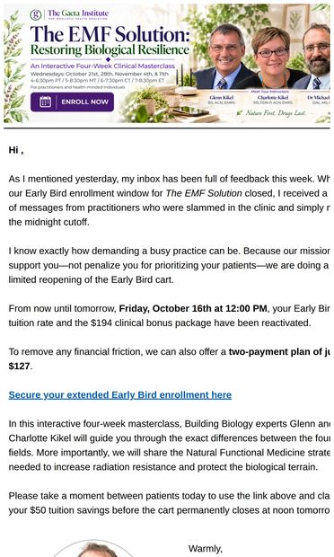Did you grab your free EMF clinical guide? - email from Dr Michael Gaeta
