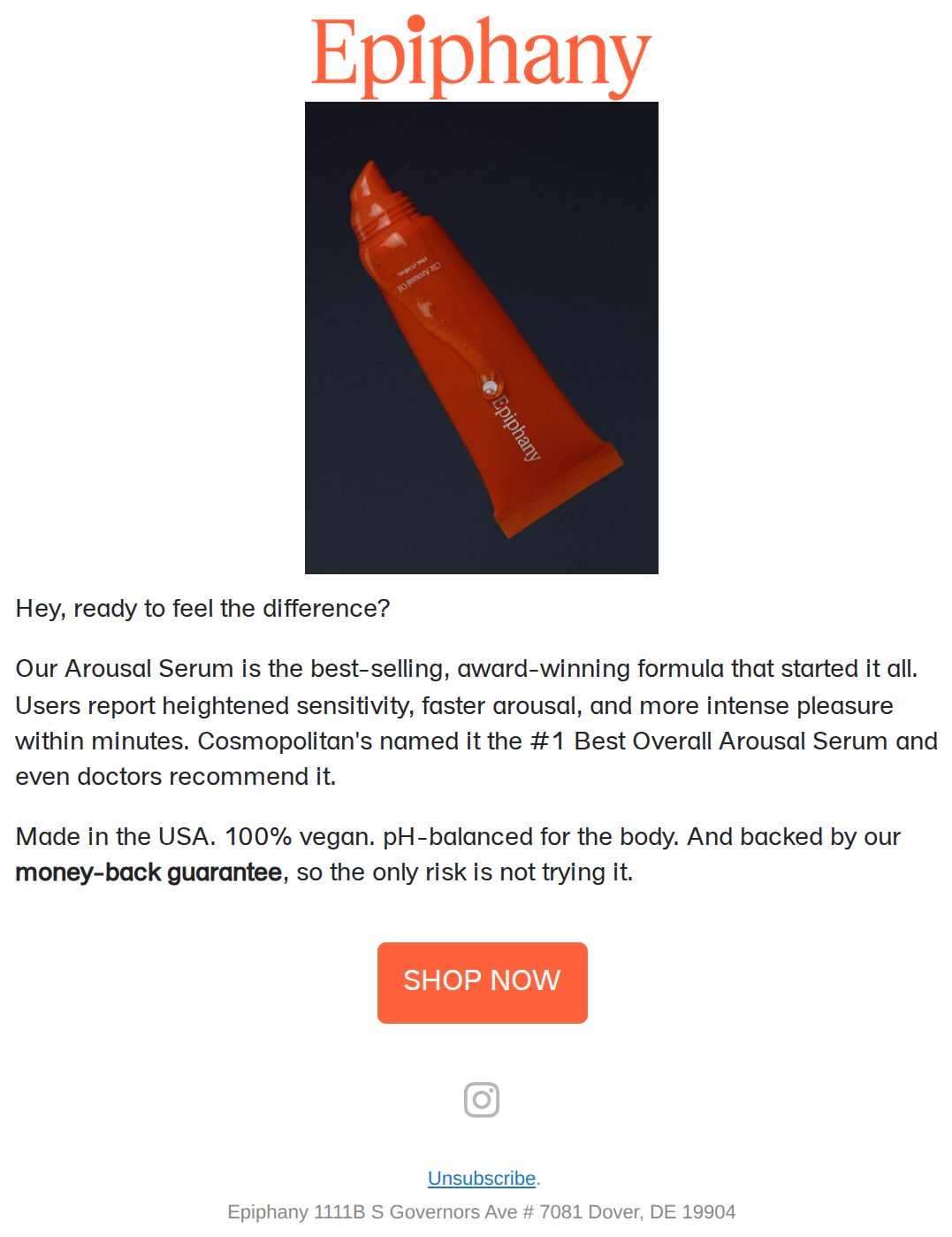 The pleasure is yours - email from Epiphany
