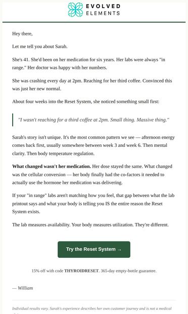 Sarah's 2pm crash story - email from Evolved Elements