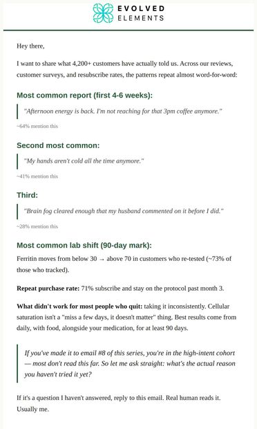 Here's what 4,200+ people said - email from Evolved Elements