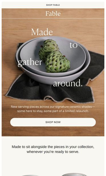 Serveware, Now in More Shades - email from Fable