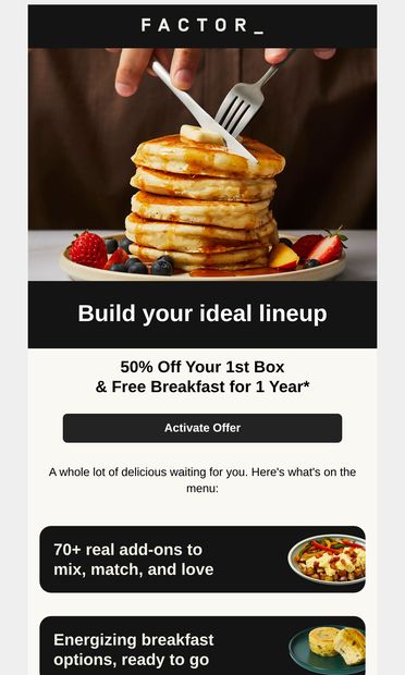 So much more than just lunch and dinner 🥐 - email from Factor75