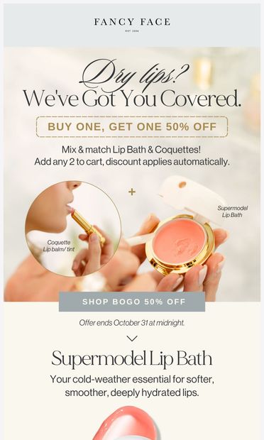 Your Lip Favourites Are BOGO - email from Fancy Face