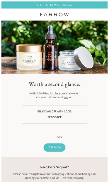 We saw you checking us out ✨ - email from Farrow