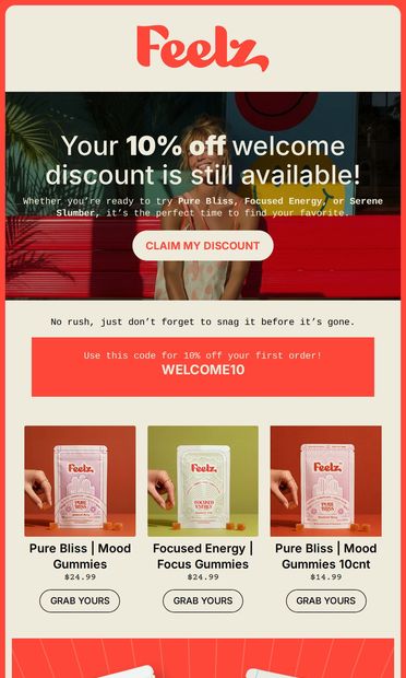 Your Feelz discount is waiting ⏳ - email from Feelz