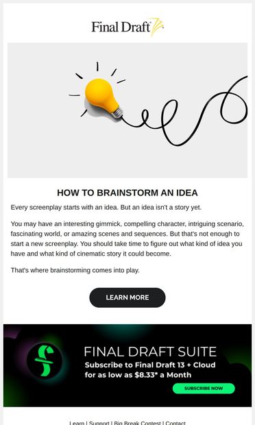 Unlock Your Next Big Idea! 💡 - email from Final Draft