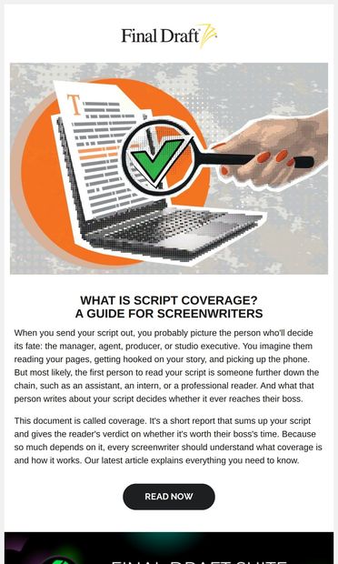 Get the Inside Scoop on Script Coverage - email from Final Draft