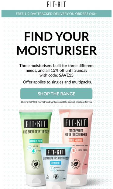 Which moisturiser is right for you? - email from Fit Kit Bodycare