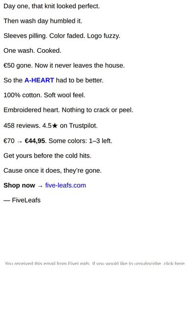 wash day - email from FiveLeafs
