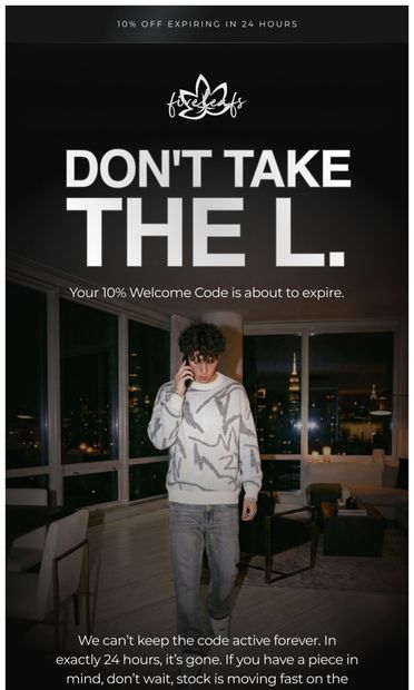 Your code expires in 24 hours.  ⏳ - email from FiveLeafs