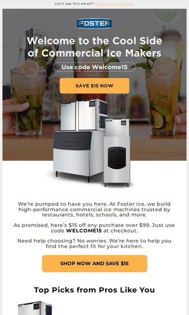 Welcome to Foster Ice! - email from Foster Ice