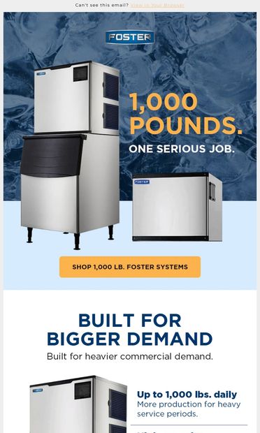 1,000 pounds. One serious job. - email from Foster Ice