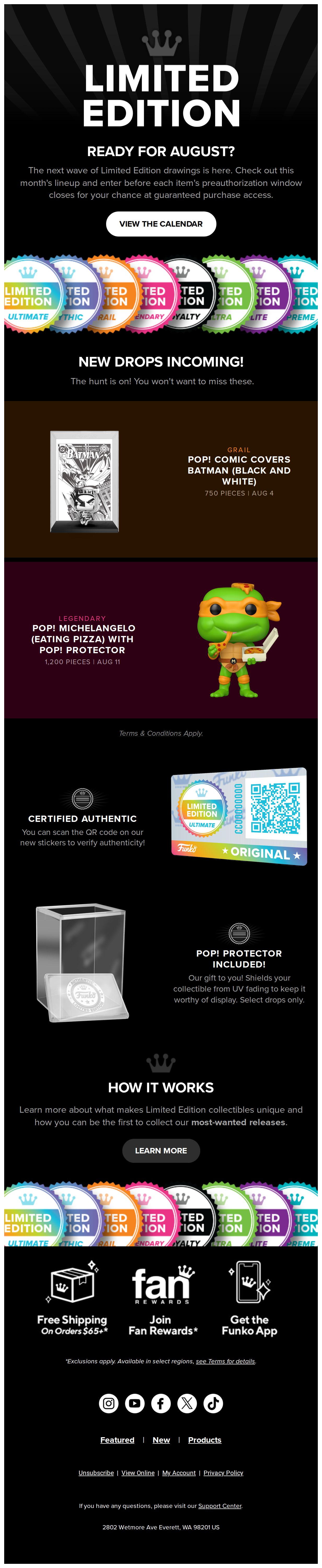 👑  Coming Soon: August Limited Editions - email from Funko