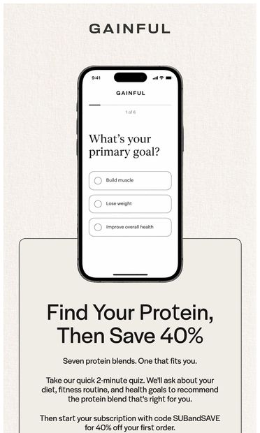 Which protein is right for you? - email from Gainful