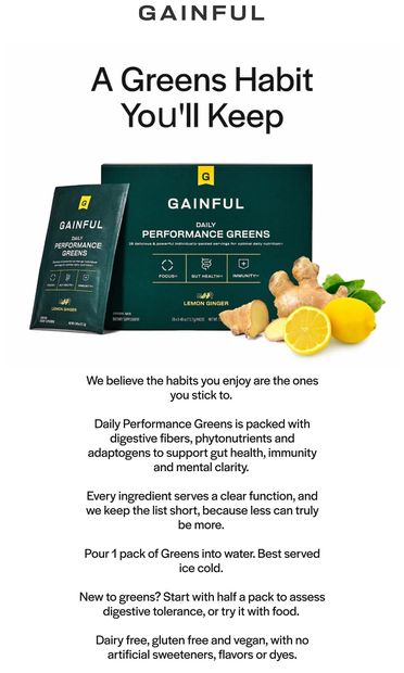 A greens habit you'll keep - email from Gainful