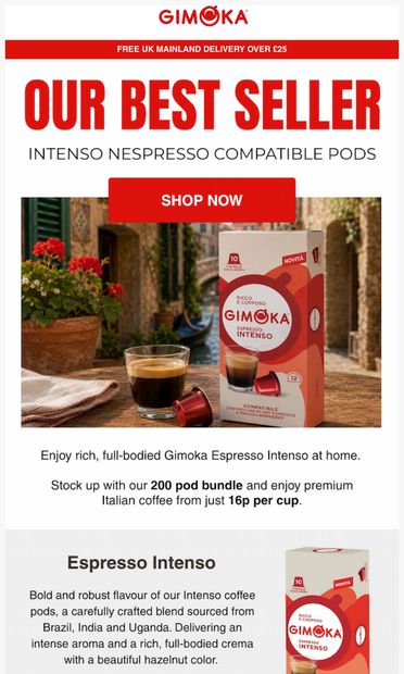 Just 16p per pod - email from GimokaCoffeeUK