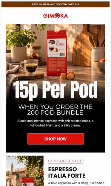 15p per brew - email from GimokaCoffeeUK
