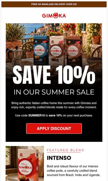 Our summer sale will be ending soon - email from GimokaCoffeeUK