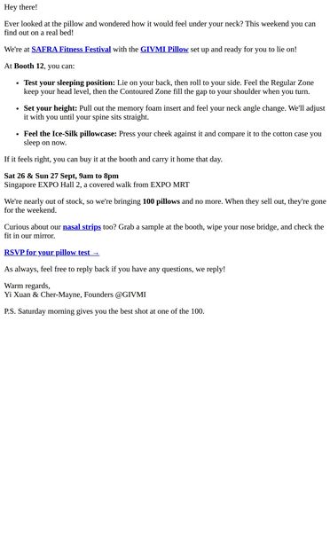 Try our GIVMI Pillow on a Bed for FREE! - email from GIVMI