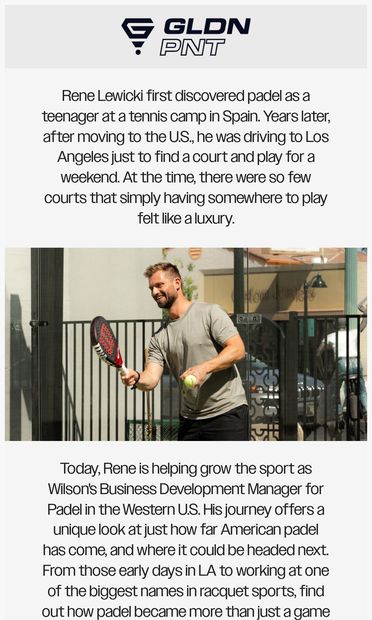 Celebrating Padel's Trailblazer, Rene 🎉 - email from GLDN PNT
