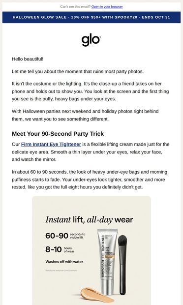 RE: About those under-eye bags in your Halloween photos... - email from Glo7.