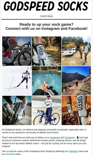🏃♂️🚴♀️ Join our Sock Squad on IG & FB! 🏊♂️🧘♀️ - email from Godspeed Socks