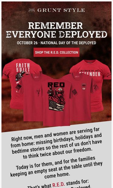 R.E.D.: Remember Everyone Deployed - email from Grunt Style