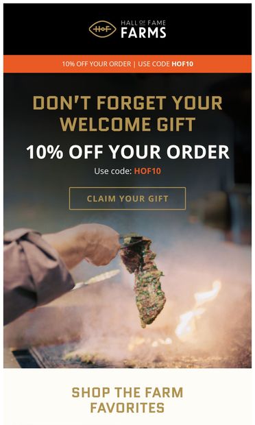 One More Reminder: 10% Off - email from Hall of Fame Farms
