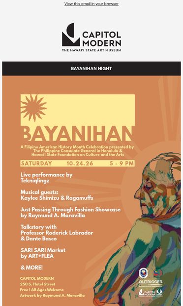 CORRECTION Bayanihan Night: this SATURDAY at Capitol Modern - email from Hawaiʻi State Foundation on Culture and the Arts