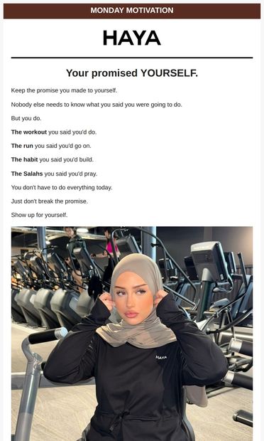 Monday motivation: you promised... - email from HAYA