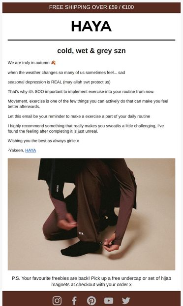 cold, wet & grey szn 🍂 - email from HAYA