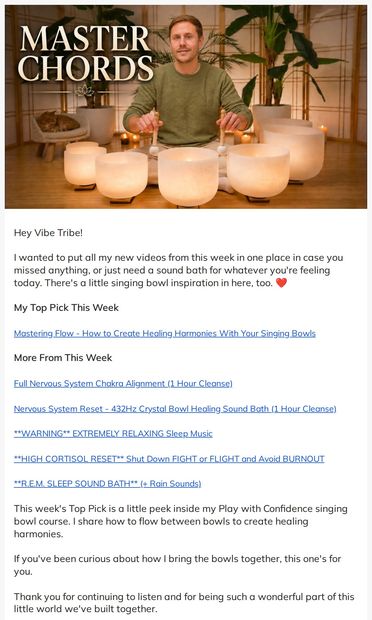 Everything I shared with you last week ❤️ - email from Healing Vibrations